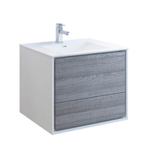 Fresca  FCB9230HA-I Catania 30" Glossy Ash Gray Wall Hung Modern Bathroom Cabinet w/ Integrated Sink