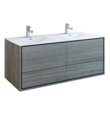 Fresca  FCB9260OG-D-I Catania 60" Ocean Gray Wall Hung Modern Bathroom Cabinet w/ Integrated Double Sink
