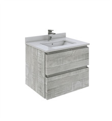 Fresca  FCB3124ASH-CWH-U Formosa 24" Wall Hung Modern Bathroom Cabinet w/ Top & Sink in Ash