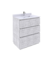 Fresca  FCB3130RWH-FC-CWH-U Formosa 30" Floor Standing Modern Bathroom Cabinet w/ Top & Sink in Rustic White
