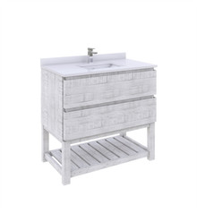 Fresca  FCB3136RWH-FS-CWH-U Formosa 36" Floor Standing Open Bottom Modern Bathroom Cabinet w/ Top & Sink in Rustic White
