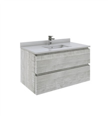 Fresca  FCB3136ASH-CWH-U Formosa 36" Wall Hung Modern Bathroom Cabinet w/ Top & Sink in Ash