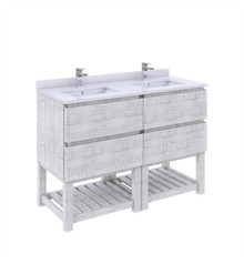 Fresca  FCB31-2424RWH-FS-CWH-U Formosa 48" Floor Standing Open Bottom Double Sink Modern Bathroom Cabinet w/ Top & Sinks in Rustic White