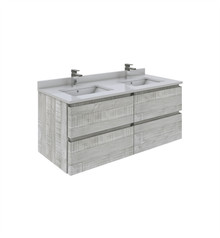 Fresca  FCB31-2424ASH-CWH-U Formosa 48" Wall Hung Double Sink Modern Bathroom Cabinet w/ Top & Sinks in Ash