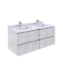 Fresca  FCB31-2424RWH-CWH-U Formosa 48" Wall Hung Double Sink Modern Bathroom Cabinet w/ Top & Sinks in Rustic White