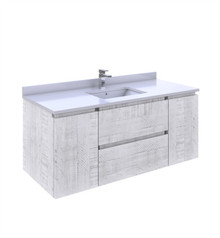 Fresca  FCB31-122412RWH-CWH-U Formosa 48" Wall Hung Modern Bathroom Cabinet w/ Top & Sink in Rustic White