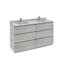 Fresca  FCB31-3030ASH-FC-CWH-U Formosa 60" Floor Standing Double Sink Modern Bathroom Cabinet w/ Top & Sinks in Ash
