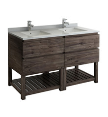 Fresca  FCB31-3030ACA-FS-CWH-U Formosa 60" Floor Standing Open Bottom Double Sink Modern Bathroom Cabinet w/ Top & Sinks