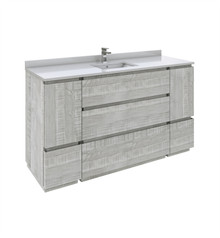 Fresca  FCB31-123612ASH-FC-CWH-U Formosa 60" Floor Standing Single Sink Modern Bathroom Cabinet w/ Top & Sink in Ash