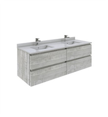 Fresca  FCB31-3030ASH-CWH-U Formosa 60" Wall Hung Double Sink Modern Bathroom Cabinet w/ Top & Sinks in Ash