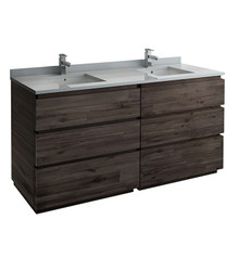 Fresca  FCB31-3636ACA-FC-CWH-U Formosa 72" Floor Standing Double Sink Modern Bathroom Cabinet w/ Top & Sinks