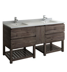 Fresca  FCB31-301230ACA-FS-CWH-U Formosa 72" Floor Standing Open Bottom Double Sink Modern Bathroom Cabinet w/ Top & Sinks