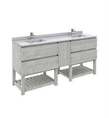 Fresca  FCB31-301230ASH-FS-CWH-U Formosa 72" Floor Standing Open Bottom Double Sink Modern Bathroom Cabinet w/ Top & Sinks in Ash