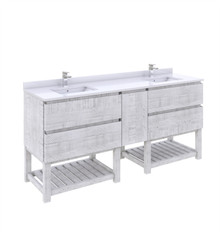 Fresca  FCB31-301230RWH-FS-CWH-U Formosa 72" Floor Standing Open Bottom Double Sink Modern Bathroom Cabinet w/ Top & Sinks in Rustic White