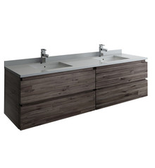 Fresca  FCB31-3636ACA-CWH-U Formosa 72" Wall Hung Double Sink Modern Bathroom Cabinet w/ Top & Sinks