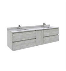 Fresca  FCB31-301230ASH-CWH-U Formosa 72" Wall Hung Double Sink Modern Bathroom Cabinet w/ Top & Sinks in Ash