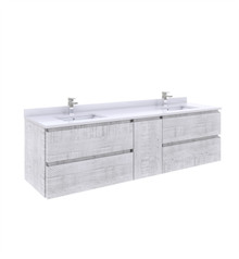 Fresca  FCB31-301230RWH-CWH-U Formosa 72" Wall Hung Double Sink Modern Bathroom Cabinet w/ Top & Sinks in Rustic White