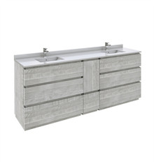 Fresca  FCB31-361236ASH-FC-CWH-U Formosa 84" Floor Standing Double Sink Modern Bathroom Cabinet w/ Top & Sinks in Ash