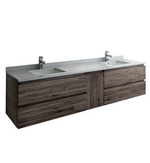 Fresca  FCB31-361236ACA-CWH-U Formosa 84" Wall Hung Double Sink Modern Bathroom Cabinet w/ Top & Sinks