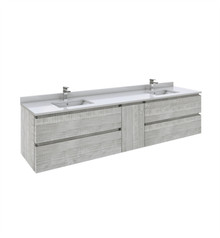 Fresca  FCB31-361236ASH-CWH-U Formosa 84" Wall Hung Double Sink Modern Bathroom Cabinet w/ Top & Sinks in Ash