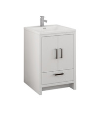 Fresca  FCB9424WH-I Imperia 24" Glossy White Free Standing Modern Bathroom Cabinet w/ Integrated Sink
