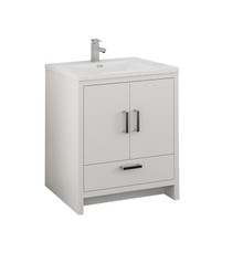 Fresca  FCB9430WH-I Imperia 30" Glossy White Free Standing Modern Bathroom Cabinet w/ Integrated Sink