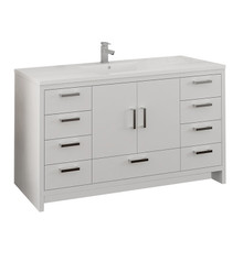 Fresca  FCB9460WH-S-I Imperia 60" Glossy White Free Standing Modern Bathroom Cabinet w/ Integrated Single Sink