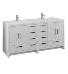 Fresca  FCB9472WH-I Imperia 72" Glossy White Free Standing Double Sink Modern Bathroom Cabinet w/ Integrated Sink