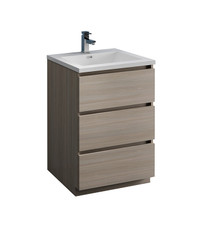 Fresca  FCB9324MGO-I Lazzaro 24" Gray Wood Free Standing Modern Bathroom Cabinet w/ Integrated Sink