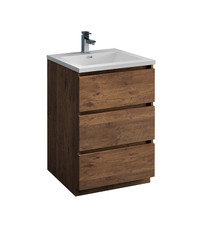 Fresca  FCB9324RW-I Lazzaro 24" Rosewood Free Standing Modern Bathroom Cabinet w/ Integrated Sink