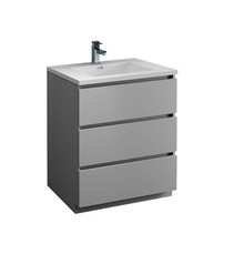 Fresca  FCB9330GR-I Lazzaro 30" Gray Free Standing Modern Bathroom Cabinet w/ Integrated Sink
