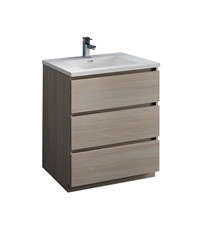 Fresca  FCB9330MGO-I Lazzaro 30" Gray Wood Free Standing Modern Bathroom Cabinet w/ Integrated Sink
