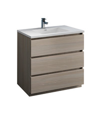Fresca  FCB9336MGO-I Lazzaro 36" Gray Wood Free Standing Modern Bathroom Cabinet w/ Integrated Sink