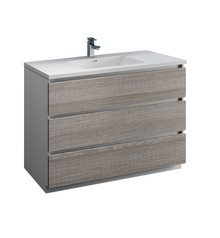 Fresca  FCB9348HA-I Lazzaro 48" Glossy Ash Gray Free Standing Modern Bathroom Cabinet w/ Integrated Sink