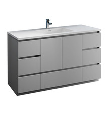 Fresca  FCB9360GR-S-I Lazzaro 60" Gray Free Standing Modern Bathroom Cabinet w/ Integrated Single Sink