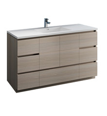 Fresca  FCB9360MGO-S-I Lazzaro 60" Gray Wood Free Standing Modern Bathroom Cabinet w/ Integrated Single Sink
