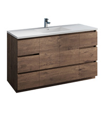 Fresca  FCB9360RW-S-I Lazzaro 60" Rosewood Free Standing Modern Bathroom Cabinet w/ Integrated Single Sink