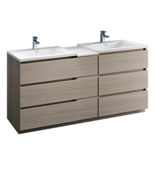 Fresca  FCB93-301230MGO-D-I Lazzaro 72" Gray Wood Free Standing Double Sink Modern Bathroom Cabinet w/ Integrated Sinks