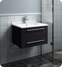 Fresca  FCB6124ES-UNS-CWH-U Lucera 24" Espresso Wall Hung Modern Bathroom Cabinet w/ Top & Undermount Sink