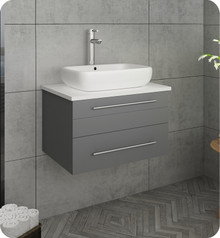 Fresca  FCB6124GR-VSL-CWH-V Lucera 24" Gray Wall Hung Modern Bathroom Cabinet w/ Top & Vessel Sink