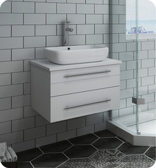 Fresca  FCB6124WH-VSL-CWH-V Lucera 24" White Wall Hung Modern Bathroom Cabinet w/ Top & Vessel Sink