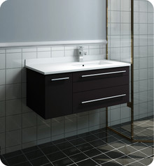 Fresca  FCB6136ES-UNS-R-CWH-U Lucera 36" Espresso Wall Hung Modern Bathroom Cabinet w/ Top & Undermount Sink - Right Version