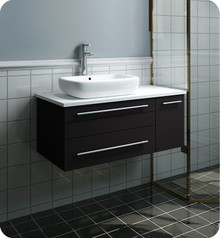 Fresca  FCB6136ES-VSL-L-CWH-V Lucera 36" Espresso Wall Hung Modern Bathroom Cabinet w/ Top & Vessel Sink - Left Version