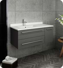 Fresca  FCB6136GR-UNS-L-CWH-U Lucera 36" Gray Wall Hung Modern Bathroom Cabinet w/ Top & Undermount Sink - Left Version