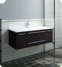 Fresca  FCB6142ES-UNS-CWH-U Lucera 42" Espresso Wall Hung Modern Bathroom Cabinet w/ Top & Undermount Sink