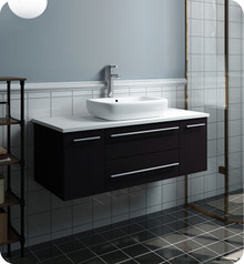 Fresca  FCB6142ES-VSL-CWH-V Lucera 42" Espresso Wall Hung Modern Bathroom Cabinet w/ Top & Vessel Sink