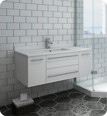 Fresca  FCB6142WH-UNS-CWH-U Lucera 42" White Wall Hung Modern Bathroom Cabinet w/ Top & Undermount Sink