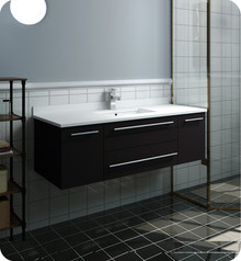 Fresca  FCB6148ES-UNS-CWH-U Lucera 48" Espresso Wall Hung Modern Bathroom Cabinet w/ Top & Undermount Sink
