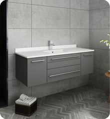 Fresca  FCB6148GR-UNS-CWH-U Lucera 48" Gray Wall Hung Modern Bathroom Cabinet w/ Top & Undermount Sink