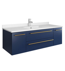 Fresca  FCB6148RBL-UNS-CWH-U Lucera 48" Royal Blue Wall Hung Modern Bathroom Cabinet w/ Top & Undermount Sink